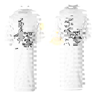 みんな大好きハシビロコウ 動かない鳥 はしび郎クラブtシャツ ハシビ郎とフクロウ Zoo ハシビロコウ フクロウ 鳥 Tシャツ - Kawaiitshirt