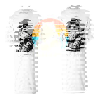 わがままボディ 猫 ねこ 太ったねこ ぽっちゃり ねこ好き かわいい おもしろ 面白い おもろい 手書き レトロ 長袖tシャツ Tシャツ - Kawaiitshirt