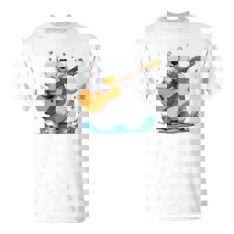 アコースティックギターを弾くクマ、ベアギタリスト 長袖tシャツ Tシャツ - Kawaiitshirt