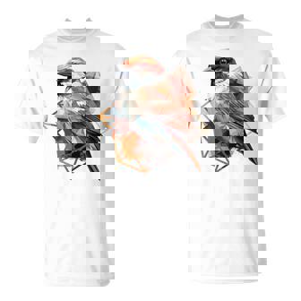 アメリカンツリー スズメ 鳥 幾何学模様 パッテンアート かわいい鳥 ロー Tシャツ - Kawaiitshirt