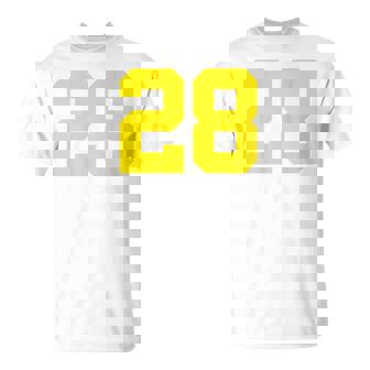 イエローナンバー28 背面 スポーツチーム ジャージ番号 Tシャツ - Kawaiitshirt