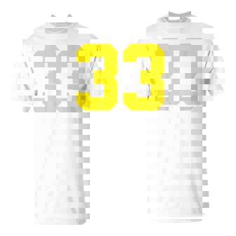 イエローナンバー33 背面 スポーツチーム ジャージ番号 Tシャツ - Kawaiitshirt
