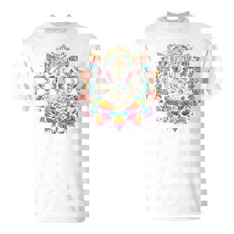 ガネーシャシンボル ヨガ ヒンドゥー教 象 神 ガネーシャ プージャ 長袖tシャツ Tシャツ - Kawaiitshirt