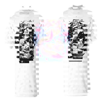 キツネ キツネ 桜 花 日本 九尾狐 長袖tシャツ Tシャツ - Kawaiitshirt