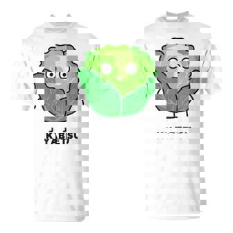 キャベツ 顔 イラスト かわいい おもしろ 面白い 簡単 シンプル ゆるい 野菜 Tシャツ - Kawaiitshirt