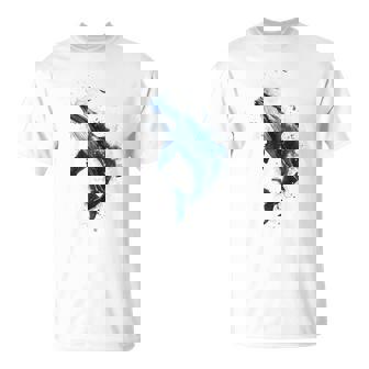 クジラ 水彩 海洋 動物 海の生物 青くじら デザイン Tシャツ - Kawaiitshirt