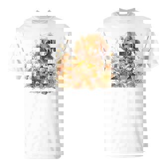 クリーム色の花のダックスフント 愛らしいミニドキシー犬 Tシャツ - Kawaiitshirt