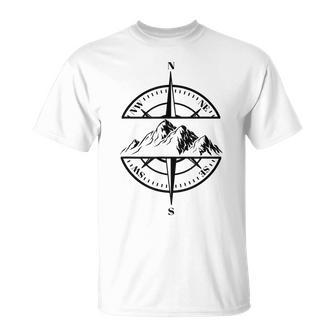 コンパス ローズ マウンテン シーン 自然 恋人 ハイキング バックパッキング Tシャツ - Kawaiitshirt