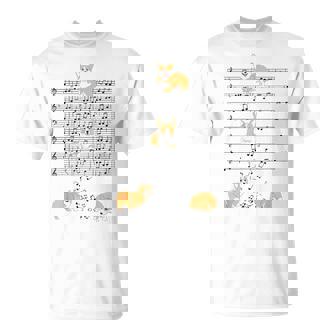 コーギー 犬 音符 音符 ミュージシャン かわいい コーギー 犬 Tシャツ - Kawaiitshirt