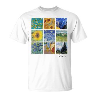 ゴッホの絵画、ひまわり、星月夜 Tシャツ - Kawaiitshirt