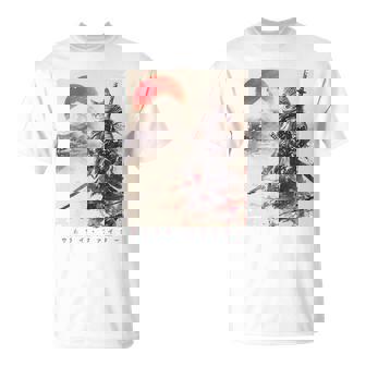 サムライ 猫戦士 浮世 墨絵 猫 サムライ 長袖tシャツ Tシャツ - Kawaiitshirt