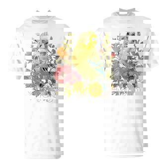 セキセイインコ 鳥 ママ セキセイインコ オウム ヴィンテージフラワー Tシャツ - Kawaiitshirt