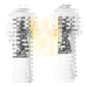 セクシーガールグラフィックtシャツ セクシーシッティングエンジェルピンナップバックプリント Tシャツ - Kawaiitshirt