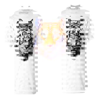 タイガー アニマル プリント グラフィック デッサン アートワーク フェイス トラ Tシャツ - Kawaiitshirt