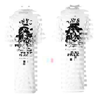ティニュ フランス アルプス スキー場 アルペンスキー フランス国旗 Tシャツ - Kawaiitshirt