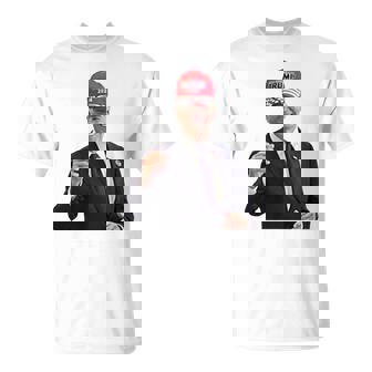 トランプの帽子をかぶったバイデンの陽気なグラフィック 長袖tシャツ Tシャツ - Kawaiitshirt