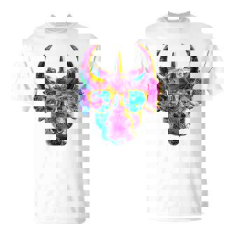 トリケラトプス 恐竜 グラフィック サングラス アートワーク トリケラトプス Tシャツ - Kawaiitshirt