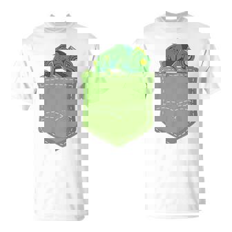 トロピカル アニマル トカゲ 爬虫類ラバー ポケット カメレオン Tシャツ - Kawaiitshirt