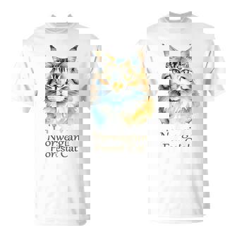 ノルウェージャンフォレストキャット 水彩画ポートレート2 Tシャツ - Kawaiitshirt