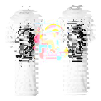ハリネズミ アート 幾何学 動物 抽象 グラフィック ハリネズミ Tシャツ - Kawaiitshirt
