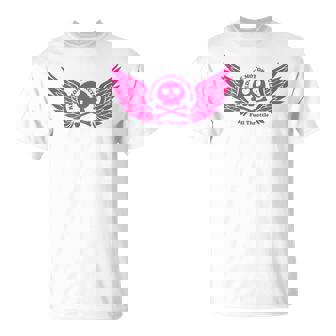 バイク おもしろ ドクロ 可愛い ハート オートバイ 羽ばたく翼 バックプリント 天使 Tシャツ - Kawaiitshirt