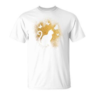 バックプリントの猫のシルエット Tシャツ - Kawaiitshirt
