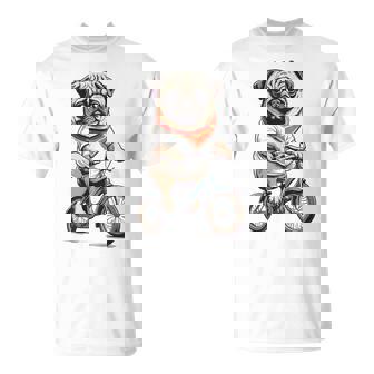 パグ いぬ イラスト パグ好き 犬好き 自転車 かわいい おもしろ レトロ かっこいい Tシャツ - Kawaiitshirt