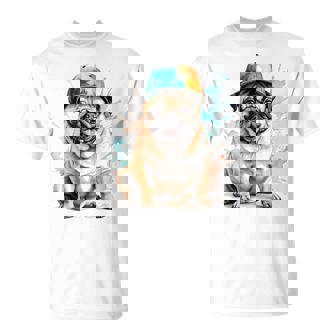 パグ、スナップバック キャップ、犬、カラフル、面白い、動物プリント Tシャツ - Kawaiitshirt