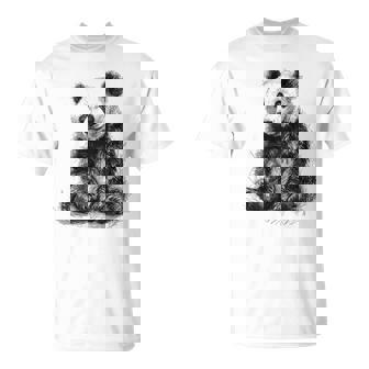 パンダ アニマルプリント グラフィック デッサン アート 絵画 パンダ Tシャツ - Kawaiitshirt