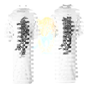 ヒョウ アニマルプリント モチーフ 描画 ポートレート ヒョウ Tシャツ - Kawaiitshirt