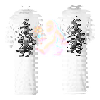 ビッグフット 7月4日 花火 愛国的なアメリカ国旗 サスカッチ Tシャツ - Kawaiitshirt