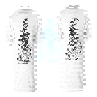 ビンテージのペニーファージング自転車に乗る粋なカエルのサイクリスト Tシャツ - Kawaiitshirt