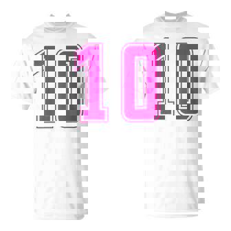 ピンク色背番号 10 チーム短大スポーツピンク色背番号付きユニフォーム Tシャツ - Kawaiitshirt