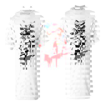 フクロウ アート 絵画 抽象 動物 描画 グラフィック フクロウ Tシャツ - Kawaiitshirt