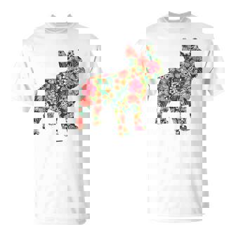 フレンチ ブルドッグ フラワー フローラル フレンチ ドッグ シルエット 犬 ペット Tシャツ - Kawaiitshirt