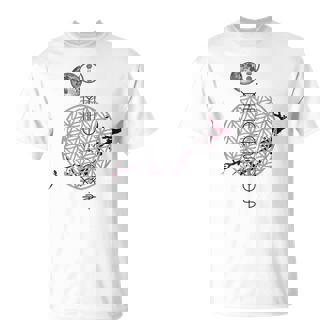 ホツマ文字 ヲシテ文字 フラワーオブライフ とほかみえみため とほかみゑひため 桜 月 アウワ 開運 言霊 宇宙 お守り Tシャツ - Kawaiitshirt