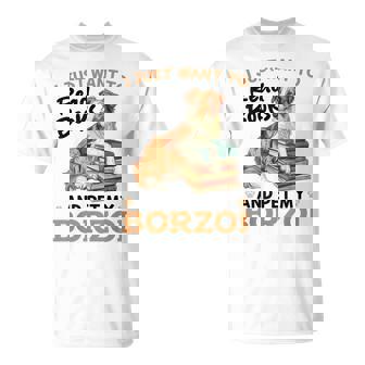 ボルゾイ・ドッグ・ブリード本を読んでボルゾイを撫でたいだけ Tシャツ - Kawaiitshirt