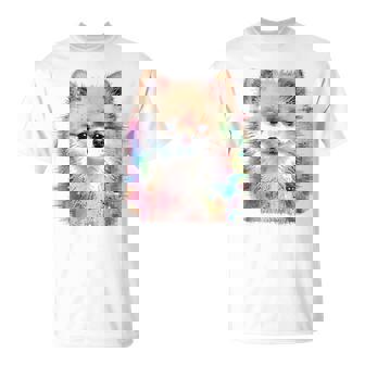 ポメラニアン 抽象画 グラフィック 絵画 動物 ポメラニアン Tシャツ - Kawaiitshirt