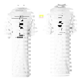 ミャンマーの地図と国の名前が付いたビルマの国旗 Tシャツ - Kawaiitshirt