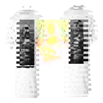 モナ・リザとオレンジ色の猫 面白いアートの絵 Tシャツ - Kawaiitshirt