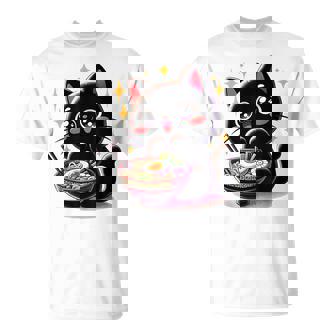 ラーメン猫かわいいアニメ猫ラーメン愛好家甘い Tシャツ - Kawaiitshirt