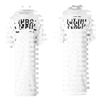 リバプール イギリス ヴィンテージ ブラック テキスト アパレル Tシャツ - Kawaiitshirt