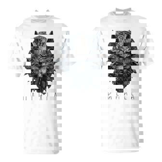 ヴァルハラ ウルフマスク オーディン ルーン文字 北欧コンパス バイキング メンズ レディース 長袖tシャツ Tシャツ - Kawaiitshirt