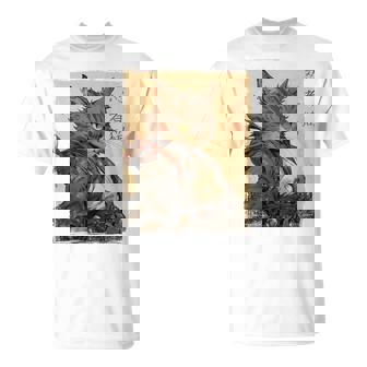 ヴィンテージ 日本の風景 侍 猫 漢字 Art Back Tシャツ - Kawaiitshirt