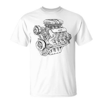 ヴィンテージエンジンブロック – メンズカー&メカニックガレージグラフィック Tシャツ - Kawaiitshirt