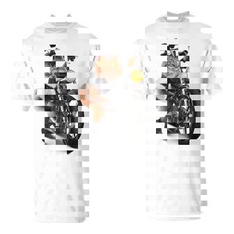 三毛猫 オレンジ猫 ねこ バイク バイカー Tシャツ - Kawaiitshirt