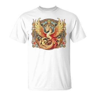 不死鳥 火の鳥 フェニックス イラスト バックプリント Tシャツ - Kawaiitshirt