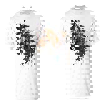 乗馬アート アニマルプリント 馬モチーフ 馬 Tシャツ - Kawaiitshirt