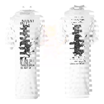 忍者猫、日本のサムライ カワイイ猫タトゥー 面白い Tシャツ - Kawaiitshirt