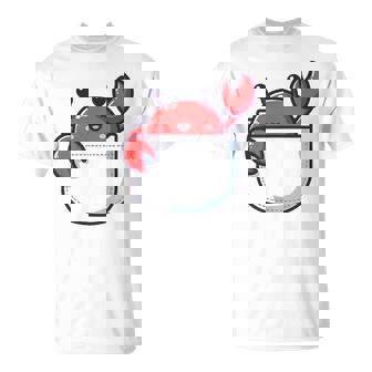 愛らしい かわいい ちび 和 ポケット カワイイ カニ Tシャツ - Kawaiitshirt